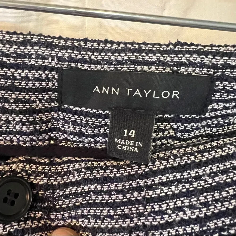 Ann Taylor Tweed Black and White High Waist Shorts Women's Size 14